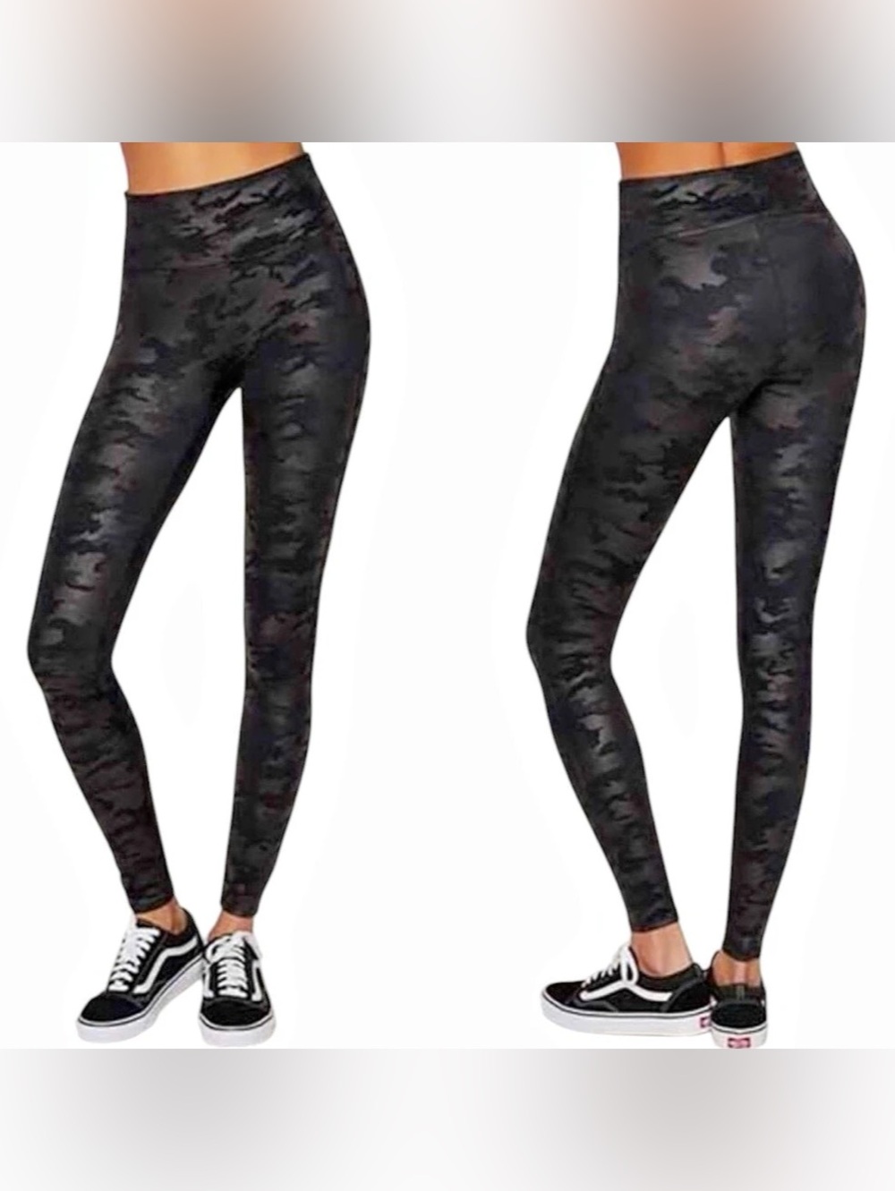 Spanx Camo Black High Rise Biker Leggings